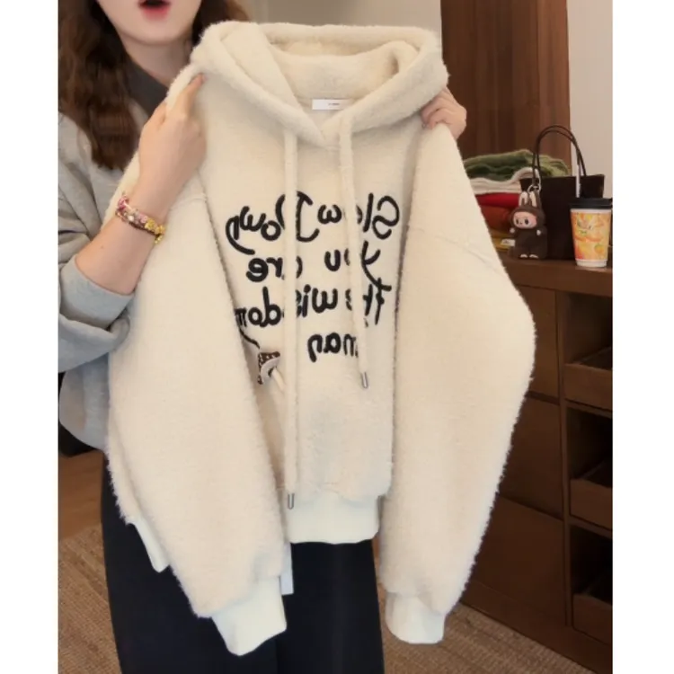【奶油蘑菇】2026秋冬韩系连帽加厚加绒卫衣百搭宽松LK2509199