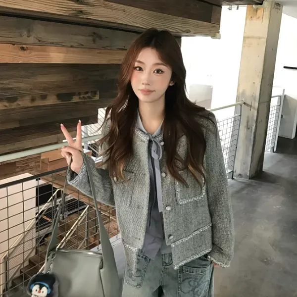 小香风外套女2025秋冬新款韩版高级感单排扣宽松显瘦气质上衣外套
