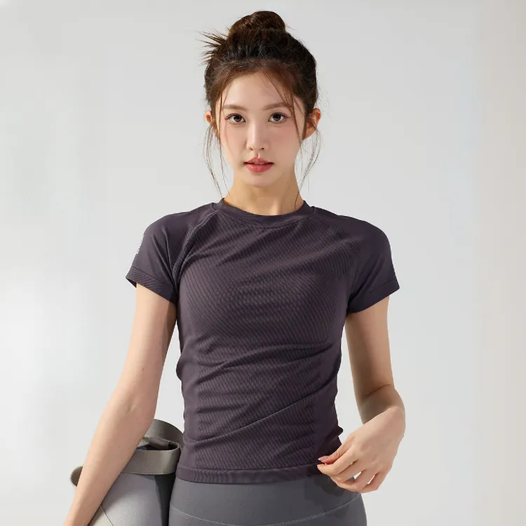 夏季晨跑显瘦运动短袖紧身透气专业瑜伽服跑步健身瑜伽瑜伽上衣