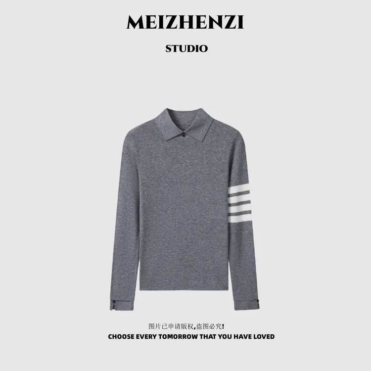 MEIZHENZI 【四道杠】31%超细绵羊毛|秋冬小方领打底毛衣女针织衫