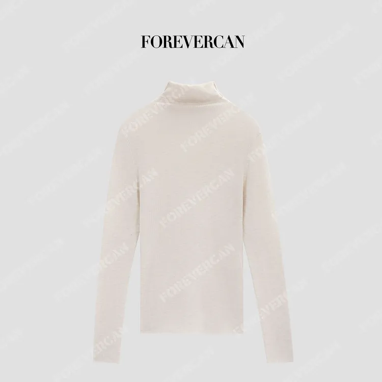 FOREVERCAN“灵动秋色”丝光羊毛高领修身针织打底毛衣MY4768B