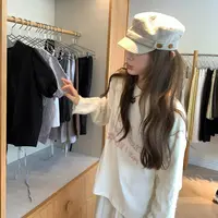 aaaaxbbb 温哥华灯塔 全棉针织拼接长袖上衣圆领字母假两件T恤女