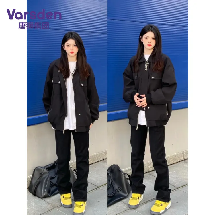 唐狮集团Varsden美式复古街头设计工装夹克男秋季痞帅拉链外套潮