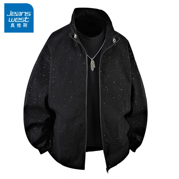 真维斯满天星休闲夹克男士春季新款美式潮牌休闲立领时尚宽松外套