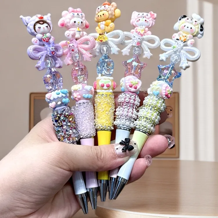 三丽鸥库洛米蝴蝶结可旋转串珠闪钻可爱学生女生卡通风格中性笔