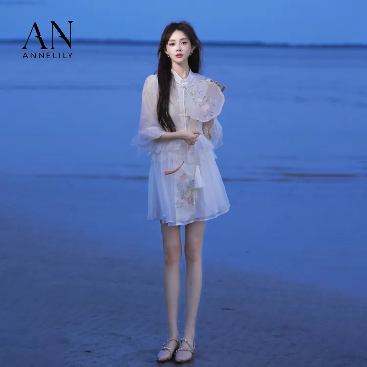 ANNELILY安琪琪【梦婉】高级感时尚气质国风马面裙套装AT2505048