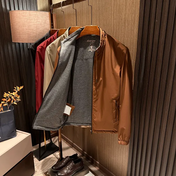 【口碑之作 百搭双面穿】2025秋装新款男士纯色抽绳立领两面穿夹克