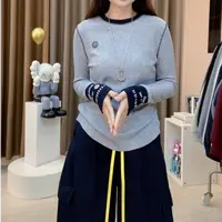秋季新款韩版休闲宽松上衣拼接长袖圆领打底衫女B232