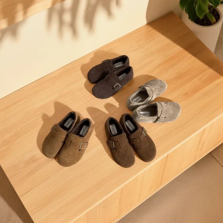 7580-17加绒内增高勃肯鞋注压中口保暖豆豆鞋百搭女鞋休闲防滑