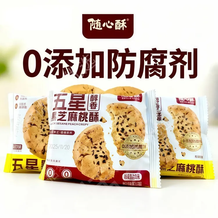 随心酥五星黑芝麻桃酥盒装香甜味核桃酥桃酥糕点下午茶早餐糕点