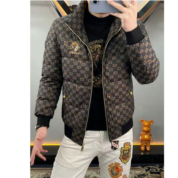 奇珀菲仑欧洲站潮牌立领短款羽绒服男士加厚保暖修身时尚外套冬装