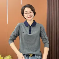 2025秋季新款翻领撞色刺绣时尚洋气女士上衣H68