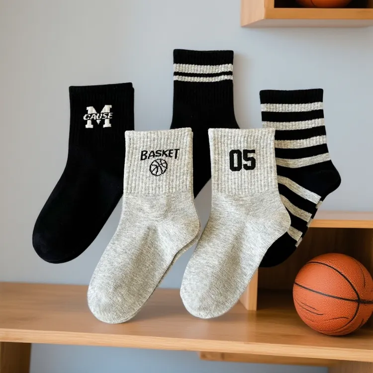 爱嘀嗒儿童袜子冬季精梳棉保暖网红学生中高筒潮袜男大童宝宝棉袜