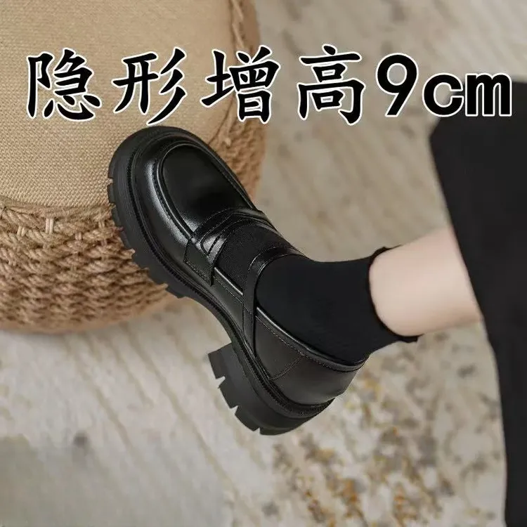 内增高玛丽珍女高跟jk2025单鞋白色英伦风小皮鞋小个子厚底乐福鞋
