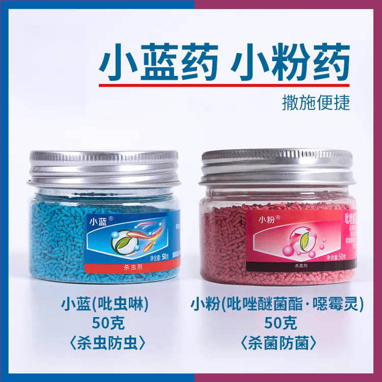 小蓝小粉吡虫啉颗粒剂内吸式防虫药土壤低毒杀虫剂吡嘧菌酯噁霉灵