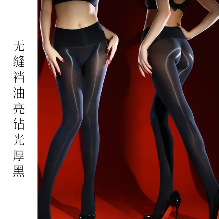 「黑曜石」100D钻光油亮无缝丝袜女秋冬季天鹅绒厚黑美学打底连裤袜