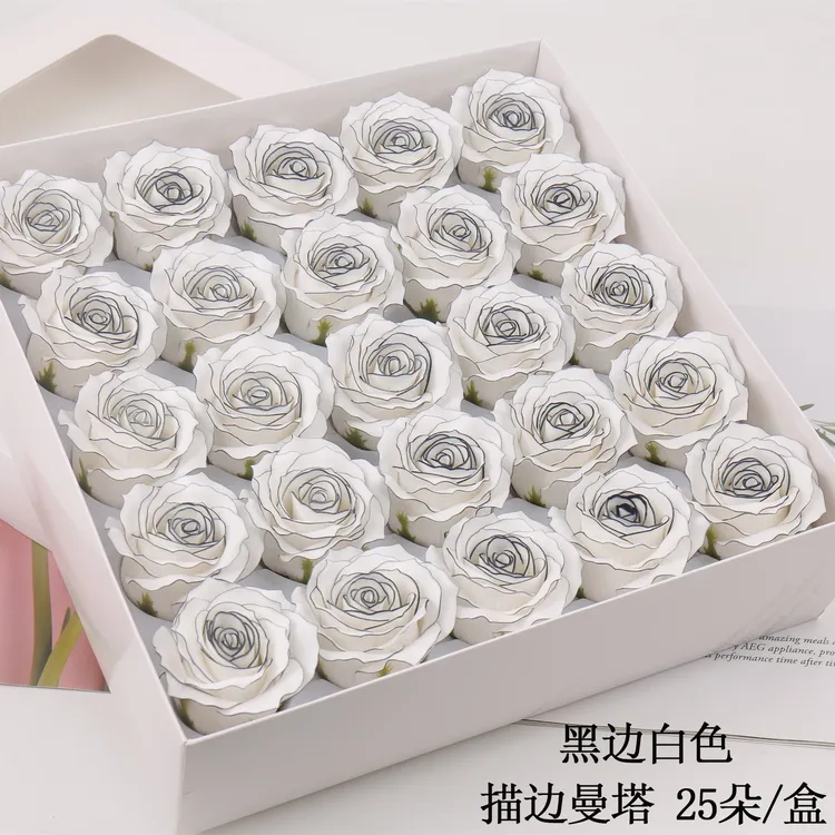 喜洋洋 曼塔香薰玫瑰 描黑边香皂花 花束包装材料配件 花艺包装