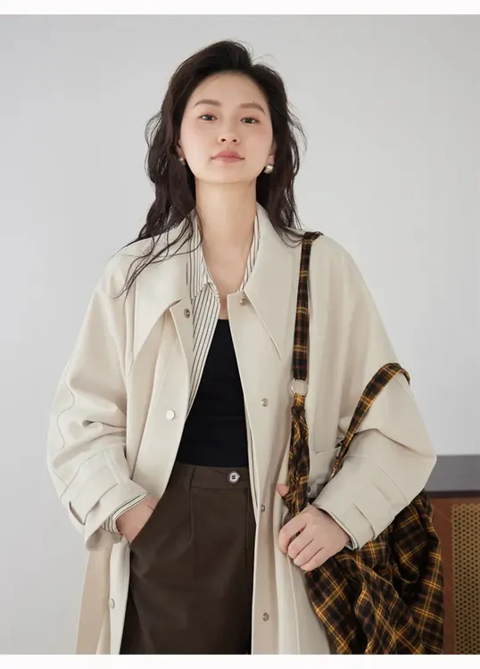 2025秋款雅丹风衣女高级感风衣中长款外套