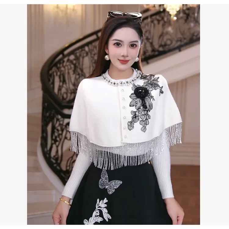 【芙娜妮】秋冬斗篷两件套毛衣女款爆款2025新款洋气上衣F2530609A