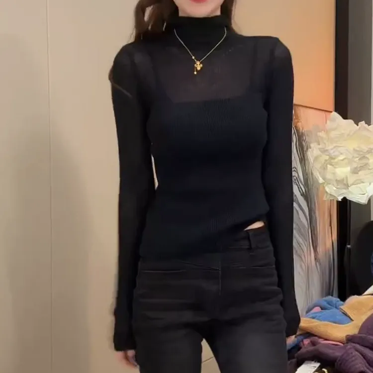 新款秋冬超火拼接显瘦修身内搭毛衣打底针织衫LK2508359