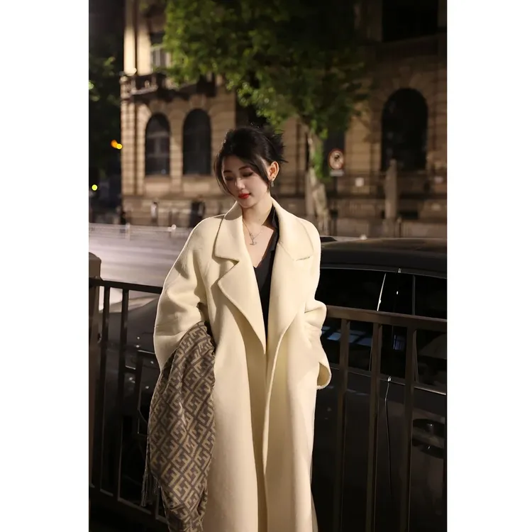 L&Z【西西里大衣】2025春新款宽松双面羊毛大衣经典气质中长款浴袍