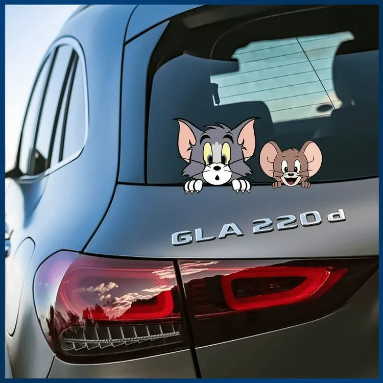 贴纸猫和老鼠个性创意卡通可爱划痕遮挡米奇车身装饰防水汽车车贴