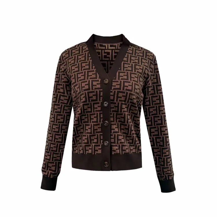 朗尼芬迪秋季新款女装海岛棉老花针织开衫73F 5333349