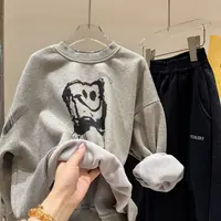 甜妈家童装 秋冬新款男女童休闲加绒套头卫衣儿童卡通韩版上衣