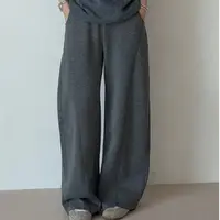 【暖阳】HANI秋季新款 高腰松紧腰阔腿休闲直筒长裤K159