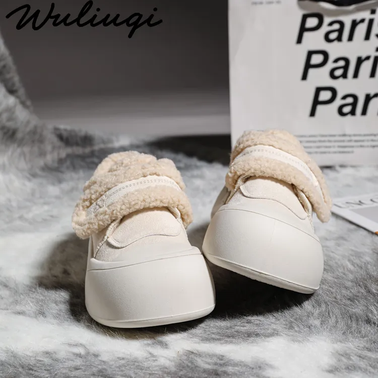 巫六七女鞋【原创爆款】白色棉鞋加绒保暖防滑平底百搭学生超萌棉鞋