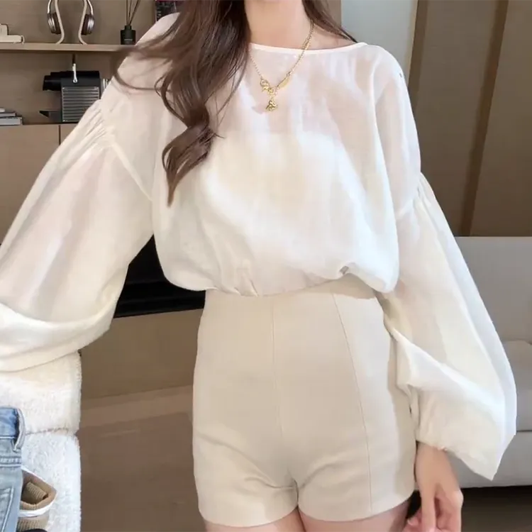 “如蝶在野”轻盈雾感灯笼袖天~丝醋~酸麻法式衬衫C5654