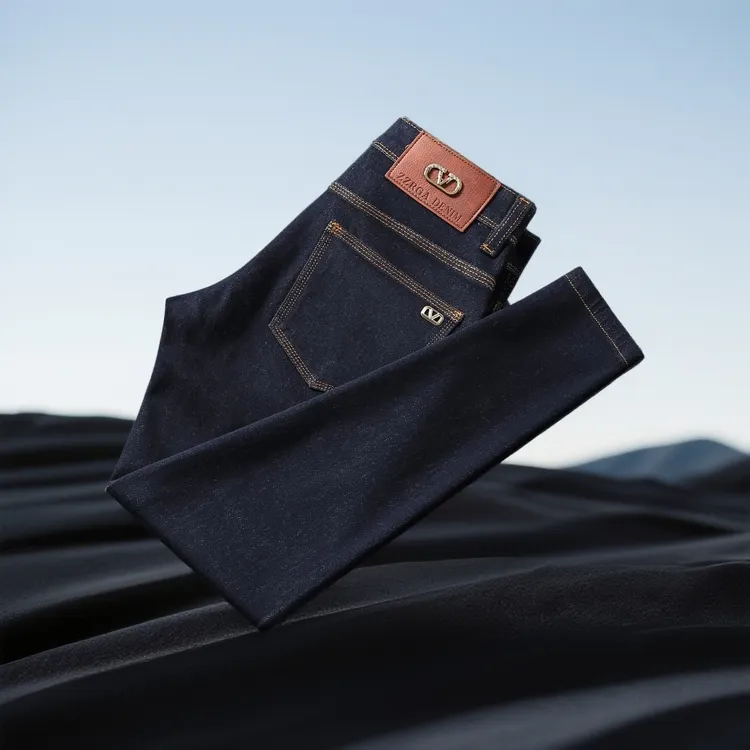 巴赛娜缇潮牌新款深蓝色男士牛仔裤弹力修身简约大方时尚青年百搭