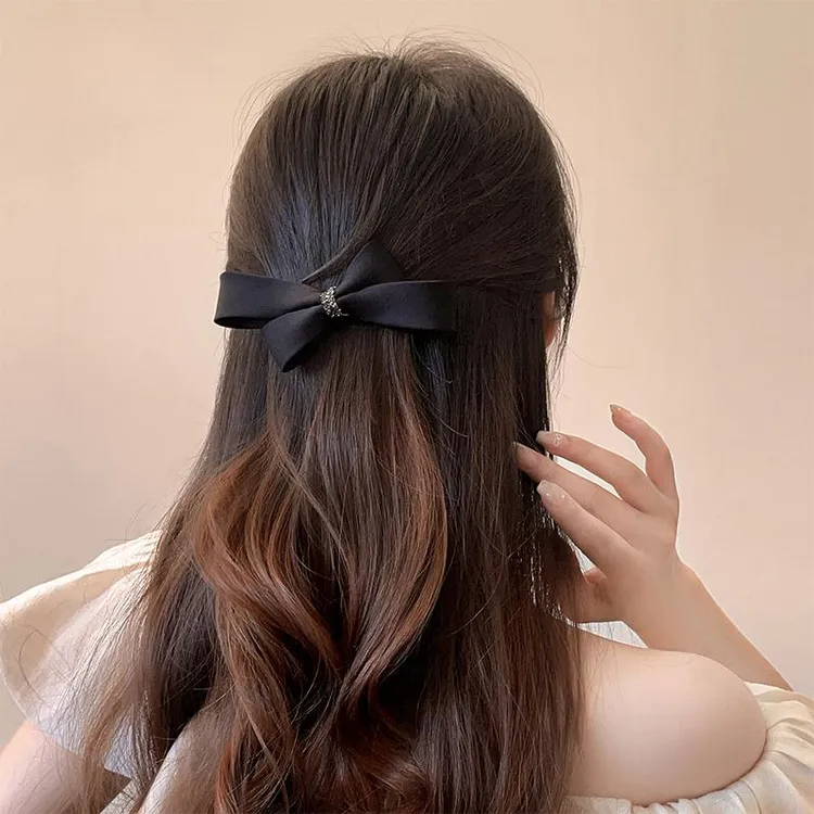 CK蝴蝶结半扎发后脑勺发卡一字夹2025新款高级感弹簧发夹女头饰