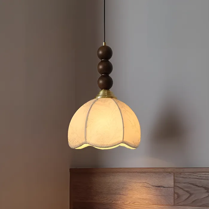 卧室床头吊灯中古法式复古美式布艺餐厅吧台可升降小吊灯吊线灯