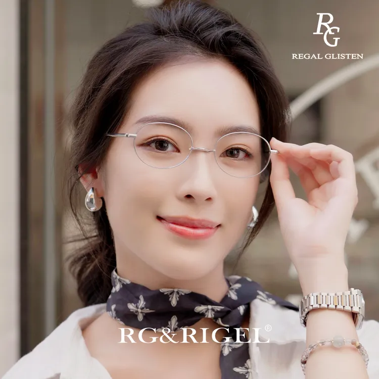 正品一山鼻托高度数必备女士椭圆形高端眼镜一体鼻托超轻钛架眼镜