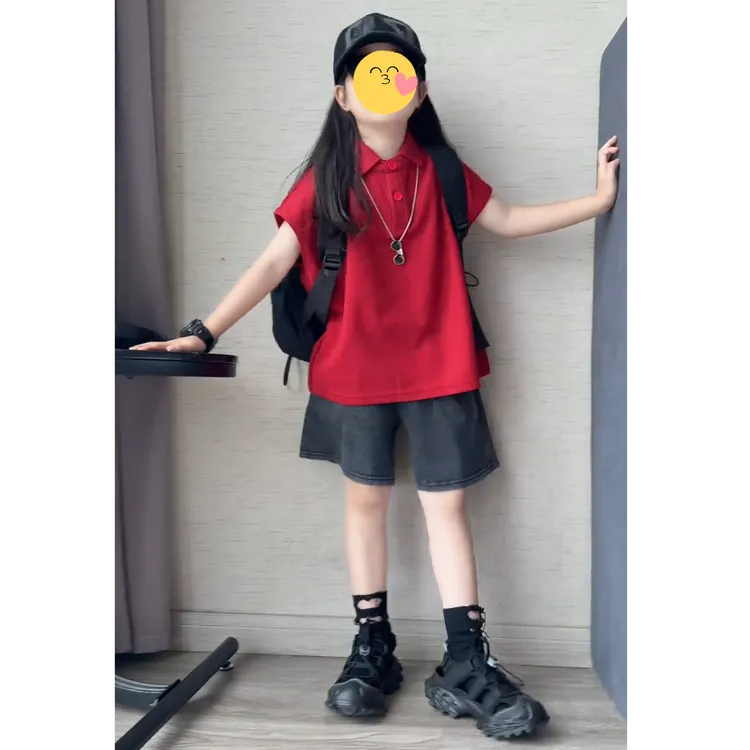 男女童夏季韩版休闲大版珠地棉蝙蝠袖Polo衫中大童炒色儿童服装