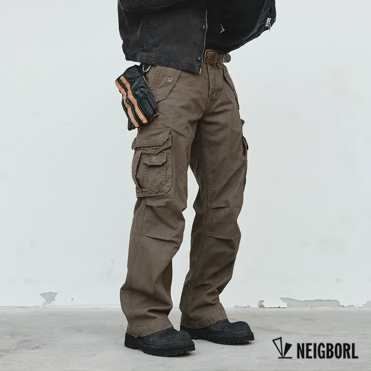 【诺曼底】NEIGBORL钊叔制潮流复古水洗重磅直筒耐磨百搭工装裤
