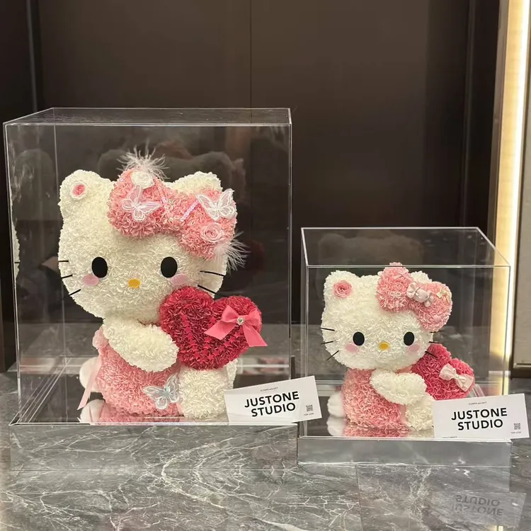 hellokitty永生花真花礼盒高级感哈喽KT猫摆件生日告白送女友礼物