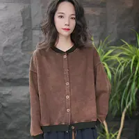 JJ女立领极简风长袖老钱风短外套外套女装短款秋冬文艺百搭