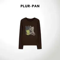 PLUR·PAN休闲百搭潮流印花长袖T恤