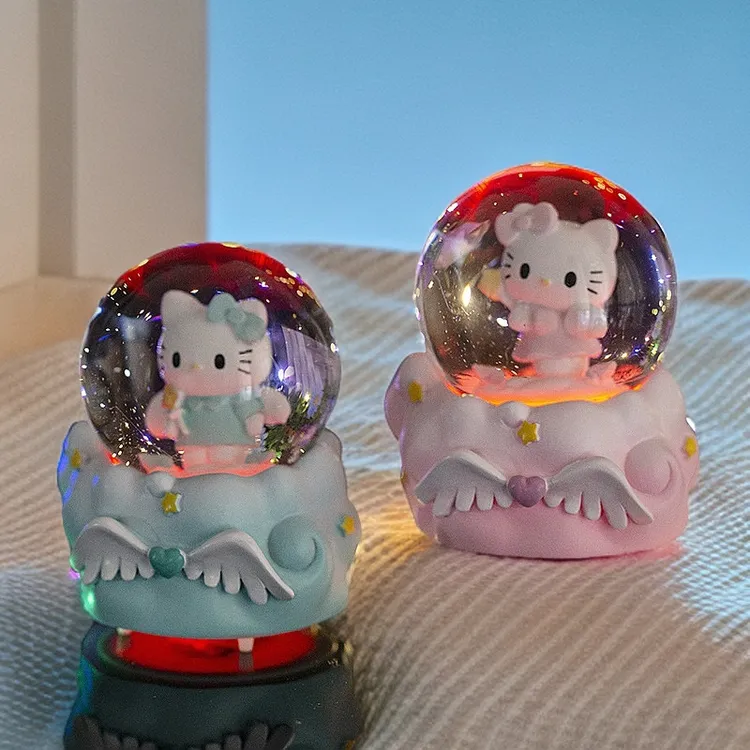 天使翅膀可爱小猫迷你发光水晶球送儿童生日礼物学生桌面创意摆件