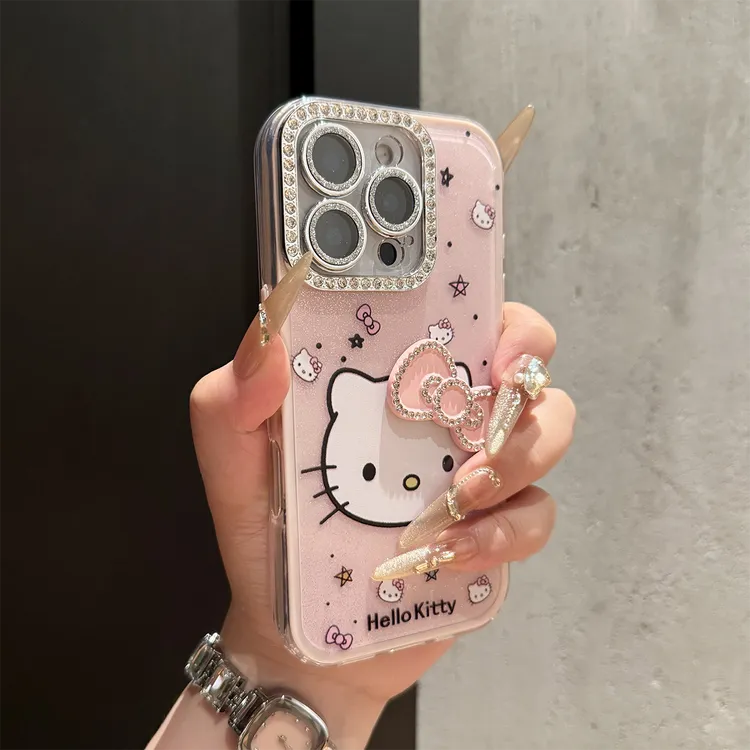 【专属】闪钻蝴蝶结KT涂鸦适用苹果17promax手机壳星星涂鸦16镜头膜