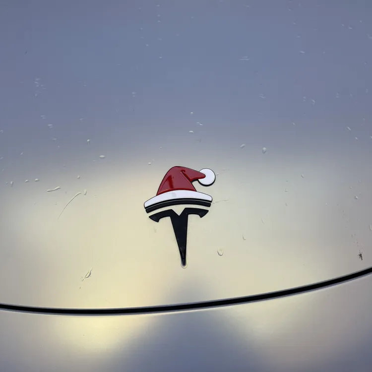 特斯拉圣诞帽3D立体（3M胶不留胶）车标个性创意财神帽装饰圣诞树