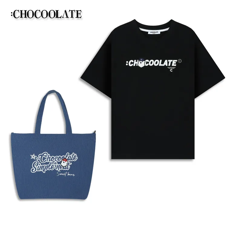【李晨nic专属】it:CHOCOOLATE经典北极熊情侣字母T恤+帆布通勤包