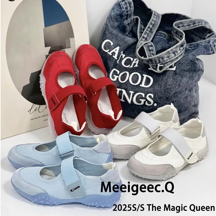 达芙妮耐磨魔术贴纯色浅口胶粘春季单鞋夏季运动休闲鞋软底舒适TC