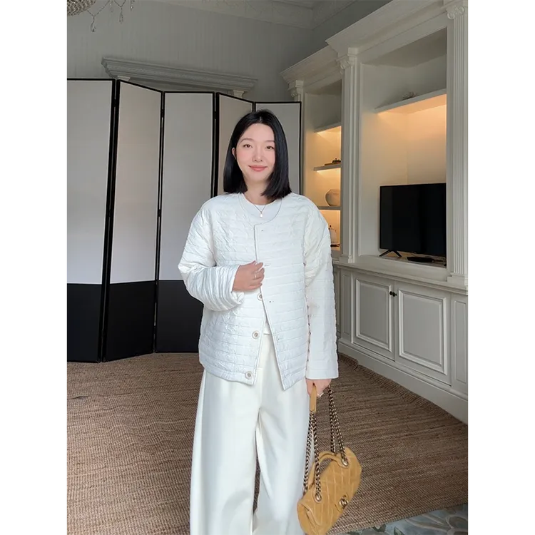 郭九九呢 气质简约圆领宽松薄棉服外套显瘦休闲弯刀裤 G925H15815