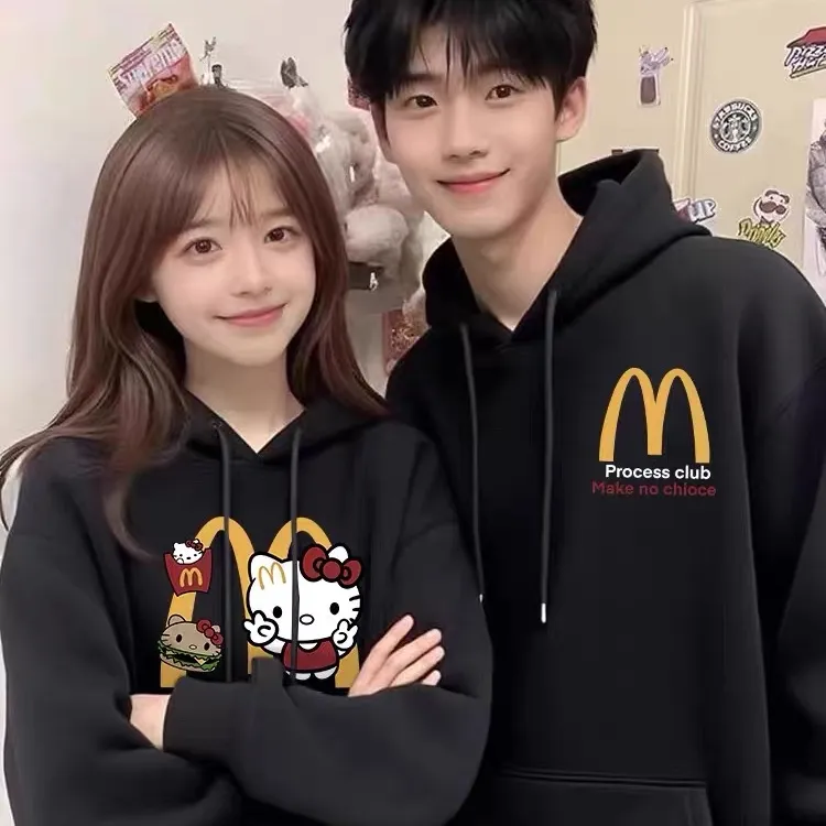 【两件装】纯棉情侣装卫衣初秋猫咪秋冬款高级感连帽超火加绒外套装