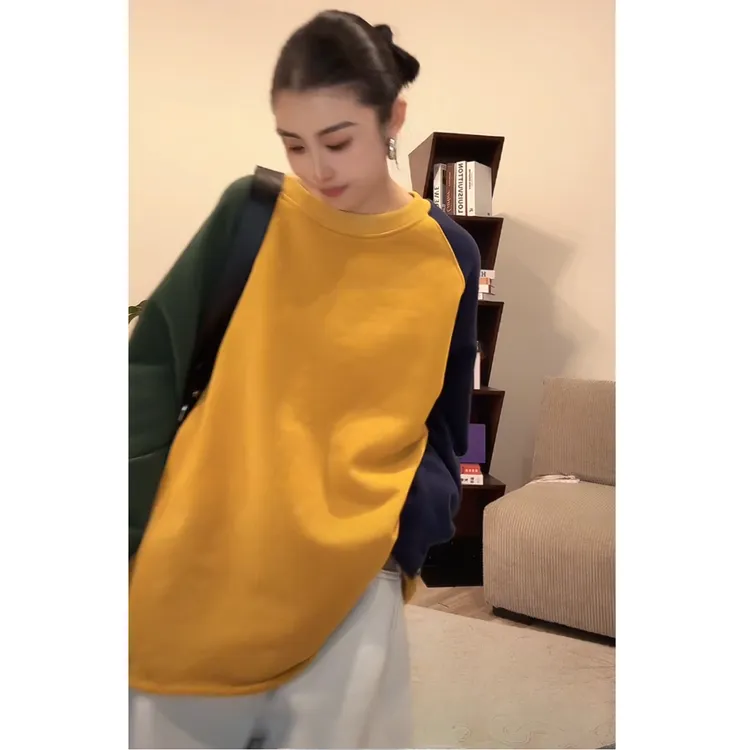 ZUOXIAOQI加绒彩棉拼接插肩卫衣22（衣长70-74/胸围140）