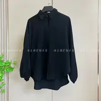 501大码显瘦遮肚时尚长袖女式气质女装翻领新款衬衫轻奢简约黑色