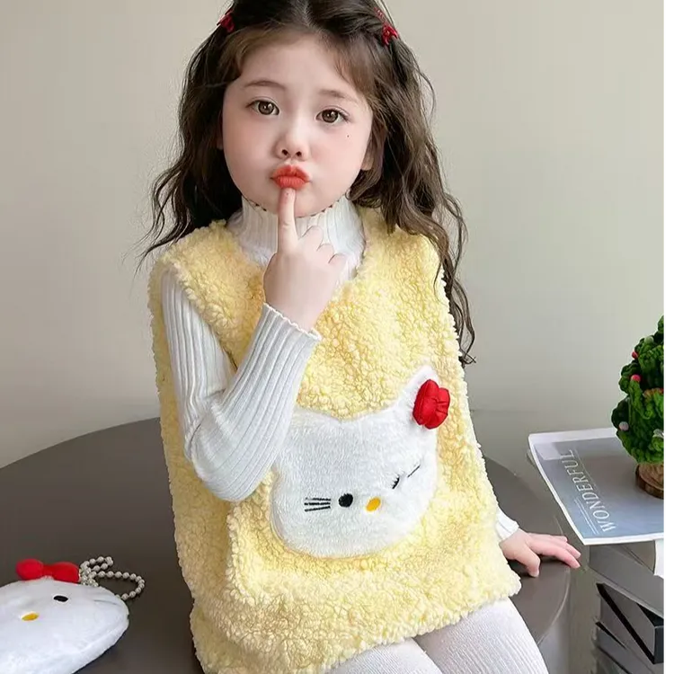 女童毛毛马甲2025新款加绒加厚秋冬款宝宝保暖卡通时髦冬季背心裙